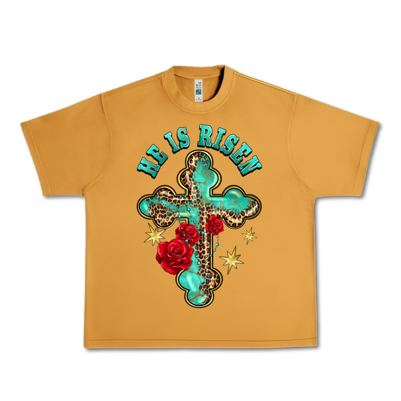 He Is Risen Cross With Roses Urban Heavy Tee by BarkalooDesign | Teevron