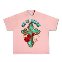 Salmon he is risen cross with roses Urban Heavy Tee - BarkalooDesign