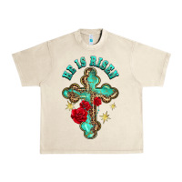 Sandshell he is risen cross with roses Urban Heavy Tee - BarkalooDesign