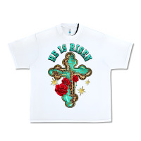 White he is risen cross with roses Urban Heavy Tee - BarkalooDesign