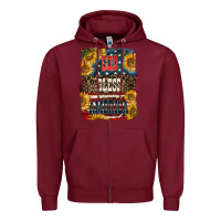 Burgundy Western God Bless America Zipper Hoodie - LillyAllenDesigns
