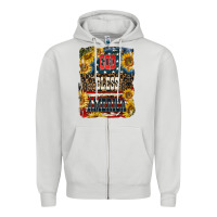 Dove Grey Western God Bless America Zipper Hoodie - LillyAllenDesigns