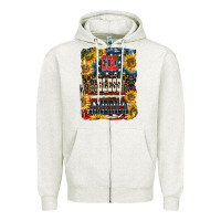 Oatmeal Heather Western God Bless America Zipper Hoodie - LillyAllenDesigns