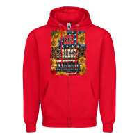 Red Western God Bless America Zipper Hoodie - LillyAllenDesigns
