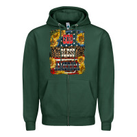 Sports Green Western God Bless America Zipper Hoodie - LillyAllenDesigns