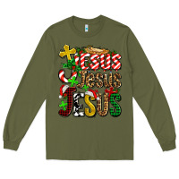 Army Green jesus jesus jesus Long Sleeve Tee - AdoDesignShop