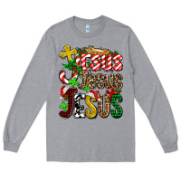 Heather Grey jesus jesus jesus Long Sleeve Tee - AdoDesignShop