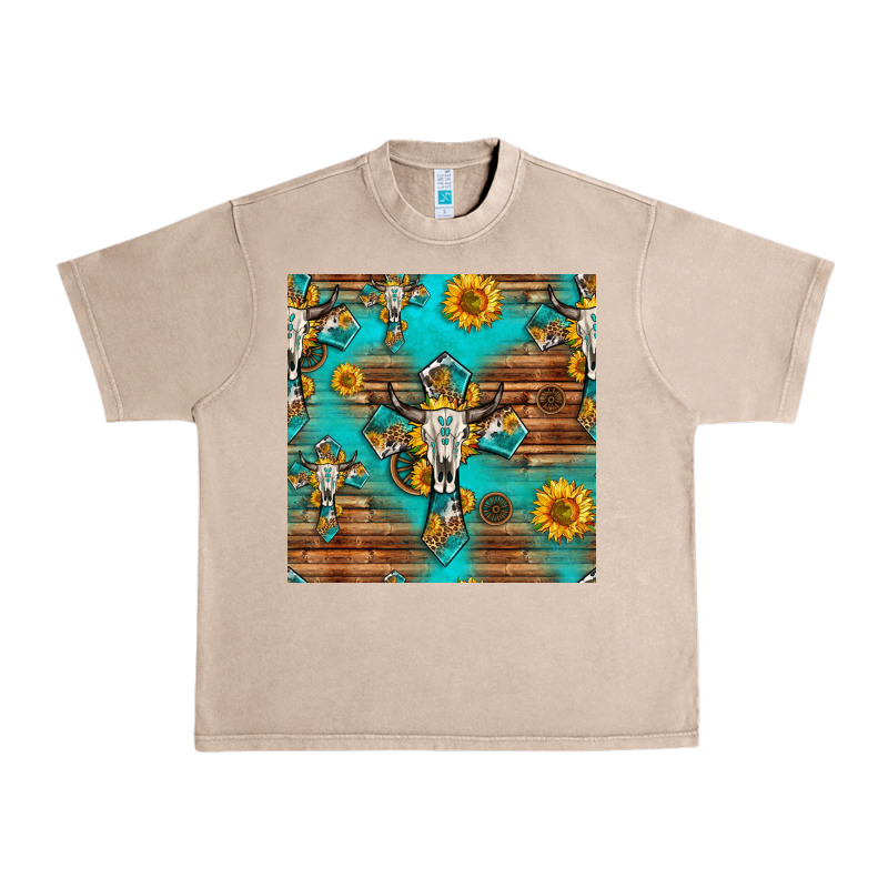 Bull Skull Cross Seamless Pattern Urban Heavy Tee by HRA Design Shop | Teevron