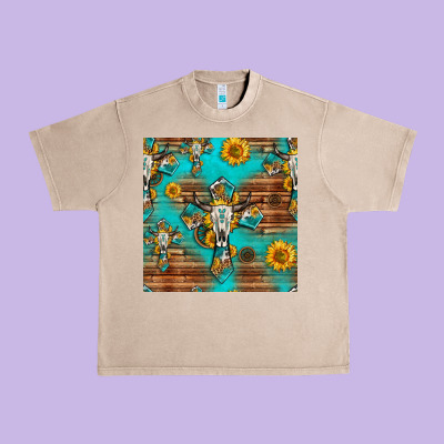 Bull Skull Cross Seamless Pattern Urban Heavy Tee Designed By Hra Design Shop