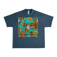 Midnight Navy bull skull cross seamless pattern Urban Heavy Tee - HRA Design Shop