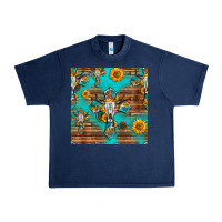 Navy bull skull cross seamless pattern Urban Heavy Tee - HRA Design Shop