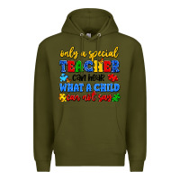 Army Green only a special teacher can hear what a child can n Premium Hoodie - Artiststas