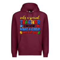 Burgundy only a special teacher can hear what a child can n Premium Hoodie - Artiststas