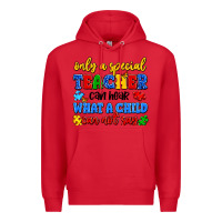 Red only a special teacher can hear what a child can n Premium Hoodie - Artiststas