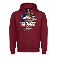 Burgundy Western Stars and Stripes Zipper Hoodie - LillyAllenDesigns