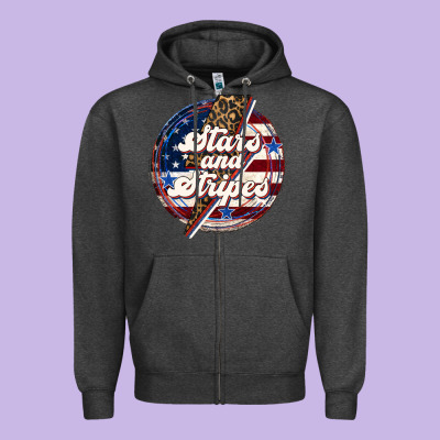 Western Stars And Stripes Zipper Hoodie Designed By Lillyallendesigns