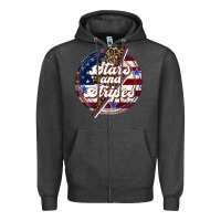 Charcoal Heather Western Stars and Stripes Zipper Hoodie - LillyAllenDesigns