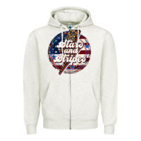 Oatmeal Heather Western Stars and Stripes Zipper Hoodie - LillyAllenDesigns