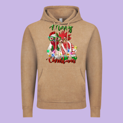 Christmas Roosters Vintage Hoodie Designed By Ranaportraitstore