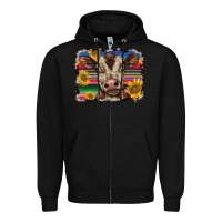 Black western background baby calf Zipper Hoodie - BarkalooDesign