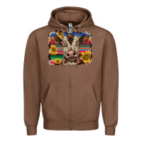 Chestnut western background baby calf Zipper Hoodie - BarkalooDesign