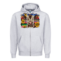 Heather Grey western background baby calf Zipper Hoodie - BarkalooDesign