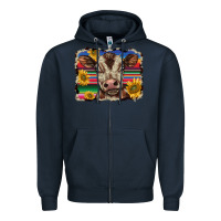 Navy western background baby calf Zipper Hoodie - BarkalooDesign