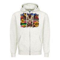 Oatmeal Heather western background baby calf Zipper Hoodie - BarkalooDesign