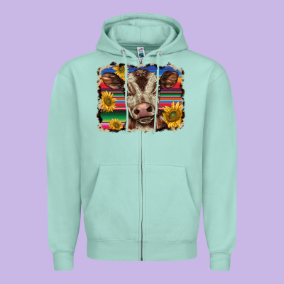 Western Background Baby Calf Zipper Hoodie Designed By Barkaloodesign