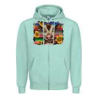 Seafoam western background baby calf Zipper Hoodie - BarkalooDesign