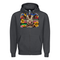 Smoke western background baby calf Zipper Hoodie - BarkalooDesign