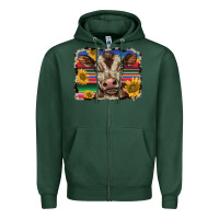 Sports Green western background baby calf Zipper Hoodie - BarkalooDesign