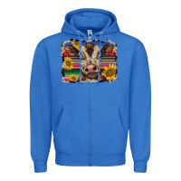 True Royal western background baby calf Zipper Hoodie - BarkalooDesign