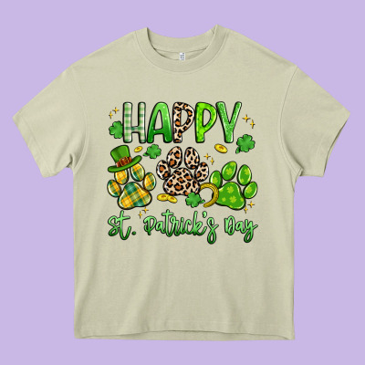 Happy St. Patricks Day Paws Heavy Core Tee Designed By Artiststas