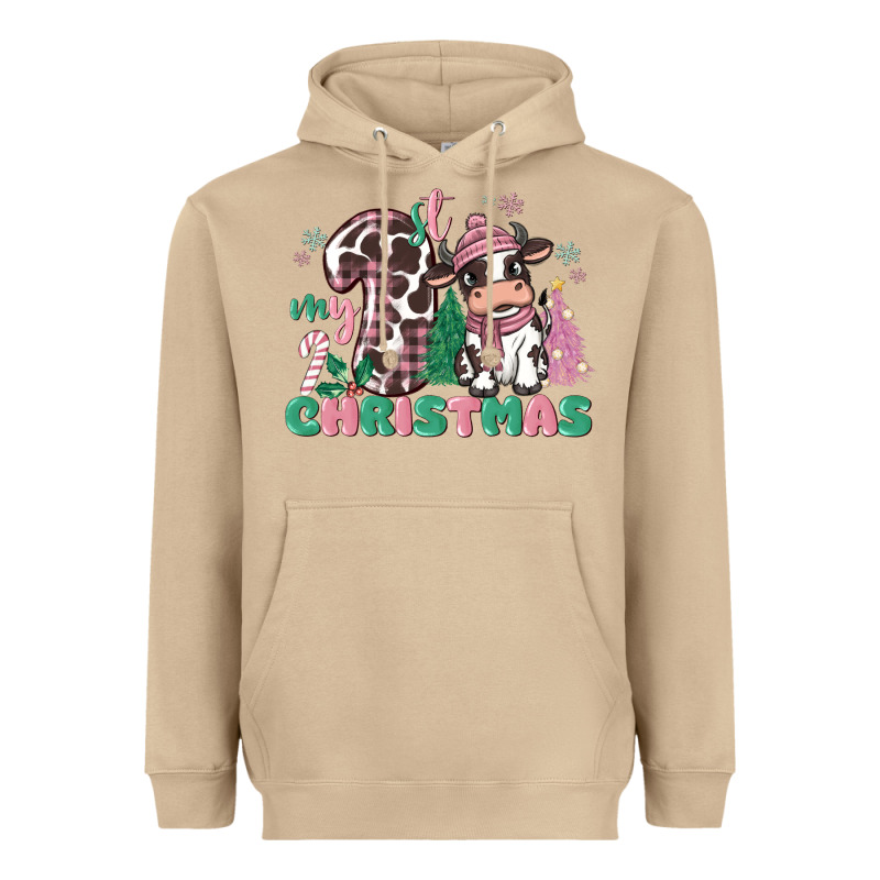 My First Christmas Cow Heavyweight Hoodie by MaliasSmallBusiness | Teevron