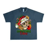 Midnight Navy Christmas Vibes Human Skull Urban Heavy Tee - FaDigitalArtStudio