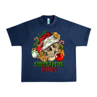 Navy Christmas Vibes Human Skull Urban Heavy Tee - FaDigitalArtStudio