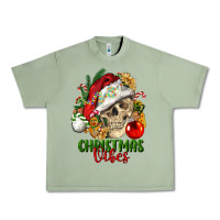 Oil Green Christmas Vibes Human Skull Urban Heavy Tee - FaDigitalArtStudio