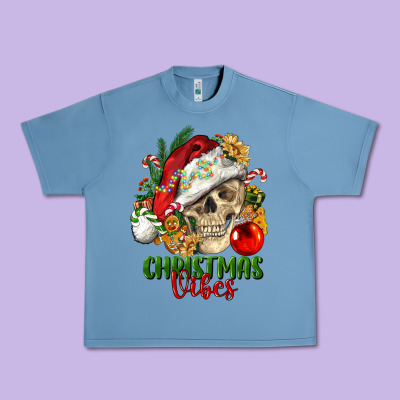 Christmas Vibes Human Skull Urban Heavy Tee Designed By Fadigitalartstudio
