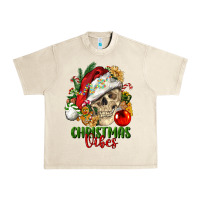 Sandshell Christmas Vibes Human Skull Urban Heavy Tee - FaDigitalArtStudio