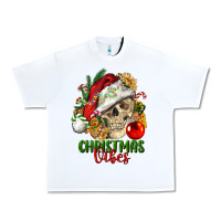 White Christmas Vibes Human Skull Urban Heavy Tee - FaDigitalArtStudio