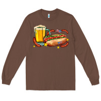 Chestnut hot dog and beer with stars and usa flags Long Sleeve Tee - AdoDesignShop