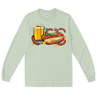 Matcha hot dog and beer with stars and usa flags Long Sleeve Tee - AdoDesignShop