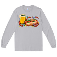 Moon Dust hot dog and beer with stars and usa flags Long Sleeve Tee - AdoDesignShop