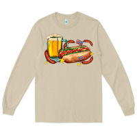 Mushroom hot dog and beer with stars and usa flags Long Sleeve Tee - AdoDesignShop