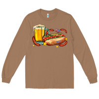 Toasted Coconut hot dog and beer with stars and usa flags Long Sleeve Tee - AdoDesignShop