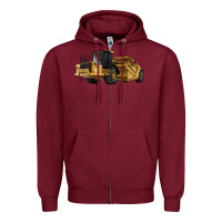 Burgundy Wheel Tractor Scraper Zipper Hoodie - LillyAllenDesigns