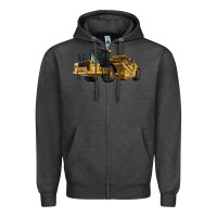 Charcoal Heather Wheel Tractor Scraper Zipper Hoodie - LillyAllenDesigns