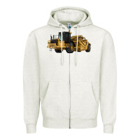 Oatmeal Heather Wheel Tractor Scraper Zipper Hoodie - LillyAllenDesigns