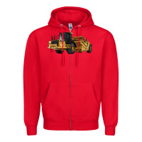 Red Wheel Tractor Scraper Zipper Hoodie - LillyAllenDesigns